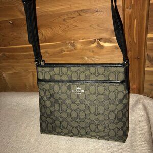 Coach Signature Jacquard File Zip Crossbody Shoulder Bag